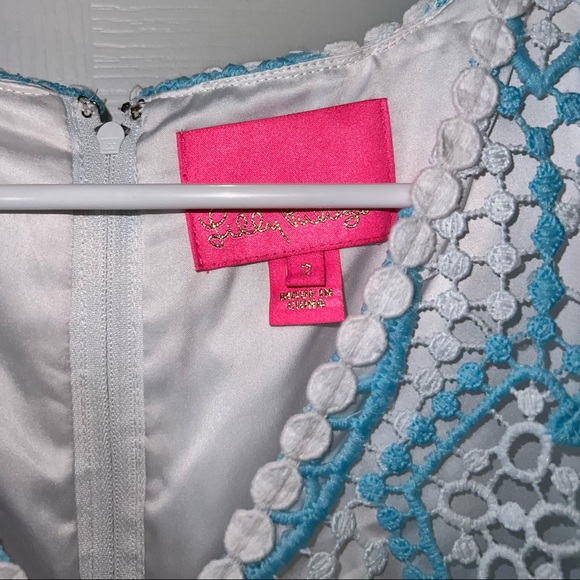 Lilly Pulitzer Lottie Romper Blue Ibiza Juice Stand Crochet 2 - Picture 3 of 5